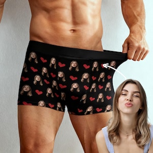 Anpassade boxershorts, ansiktsboxershorts, personliga herrunderkläder, boxershorts med foto, present till pojkvän/make, alla hjärtans dag-present
