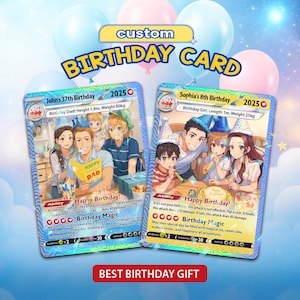 カスタムポケバースデーフォトカード、アニメバースデーカード、パーソナライズされたアクリルバースデーカード、ポケトレーディングカード、誕生日のためのユニークなギフト