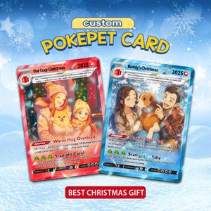 Custom Pet Poke Christmas Card, Custom Family Pet Xmas Trading Card, Personalized Acrylic Card, Christmas Gift for Pet Lovers