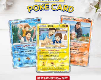 Custom Father’s Day Poke Card, Personalized Poke Anime Dad Card, Father’s Day Gift, Custom Anime Card, Gamer Dad Gift, Gift for Husband
