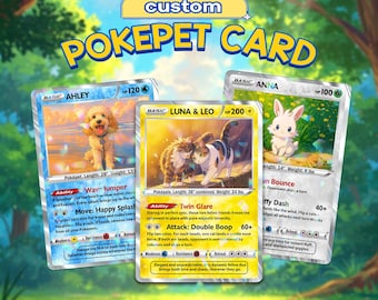 Tarjeta de mascota personalizada con foto de perro, tarjeta acrílica personalizada para mascota, tarjeta coleccionable de Pokepet, tarjeta de juego con foto y texto personalizados