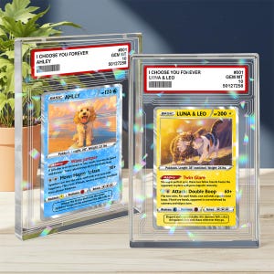 Custom Pet Poke Card Block with Dog Portrait Photo, Personalized  Hologram Plaque card for Pet, Trading Card, Custom Photo & Text Game Card