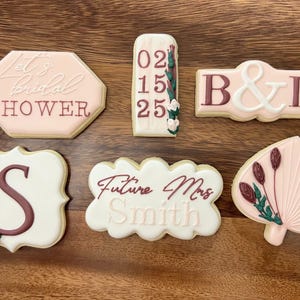 Bridal Shower Custom Sugar Cookies  – Personalized Wedding Set of 12, Sugar Cookies, wedding cookies