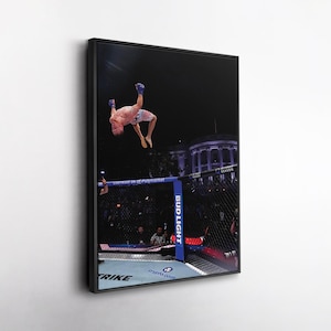 Art mural en toile célébration Backflip de Justin Gaethje, impression d'oeuvres d'art UFC MMA, décoration de chambre de combattant, cadeau pour fan d'arts martiaux mixtes