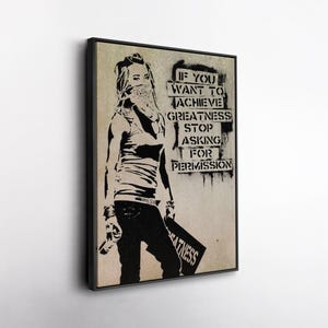 Banksy Girl With Quote Canvas Wall Art Home Decor Framed Poster Print