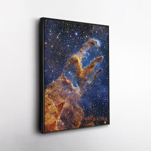 Pillars Of Creation Canvas Poster Art, NASA James Webb Space Telescope First Images Canvas Wall Art Home Decor Framed Poster Print