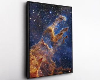 Pillars Of Creation Canvas Poster Art, NASA James Webb Space Telescope First Images Canvas Wall Art Home Decor Framed Poster Print