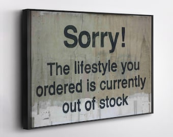 Banksy Quote Out of Stock Canvas Wall Art Home Decor Framed Poster Print