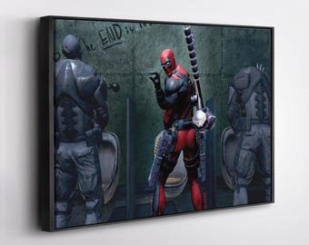 Deadpool Poster Bathroom Break Funny Canvas Wall Art Home Decor Framed Poster Print