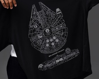 ミレニアム・ファルコン設計図シャツ｜コレリアン・フレイター｜SFテクニカルトップス
