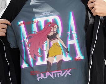 Camiseta Huntrix Kpop Demon Hunters, colores cómodos teñidos en prenda
