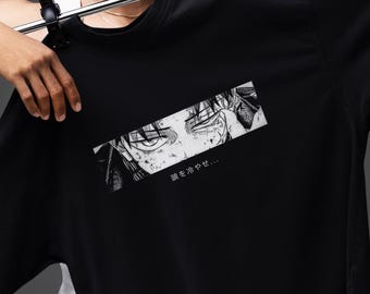 Sweat-shirt yeux chihiro Kagurabachi | Chemise d'anime à panneau manga | Sweat à capuche Shonen foncé