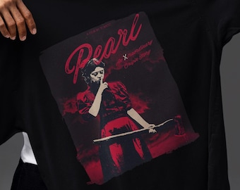 Chemise d'horreur de film perle | Vêtements trilogie Mia Goth | Haut Slasher A24