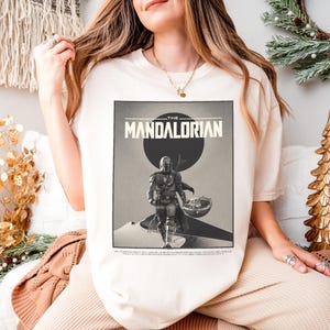 Pedro Pascal Mandalorian-skjorta | Star Wars Bounty Hunter-topp | Grogu Mando-gåva bild 3