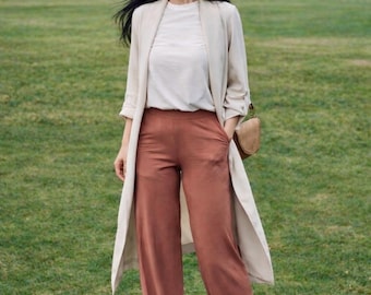 Petite Bamboo Straight Leg Pants – Soft, Breathable with Side Split (OEKO-TEX® Certified fabric)