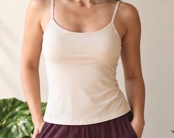 Bamboo Camisole Tank, Built-in Bra Top, Removable pads, OEKO-TEX Certified fabric