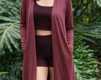 Bamboo Wrap Cardigan with Pockets - Lightweight layering jacket OEKO-TEX Certified fabric