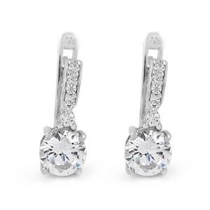 Exquisite 925 Sterling Silver Round Cut Earring – CZ Statement Jewelry, Dainty Cubic Zirconia Promise Earring, Elegant Bridal Gift for Wife