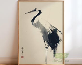 大型-オリジナル-墨絵-竹-白黒-日本画-水墨画-墨-侘び寂び-日本美術