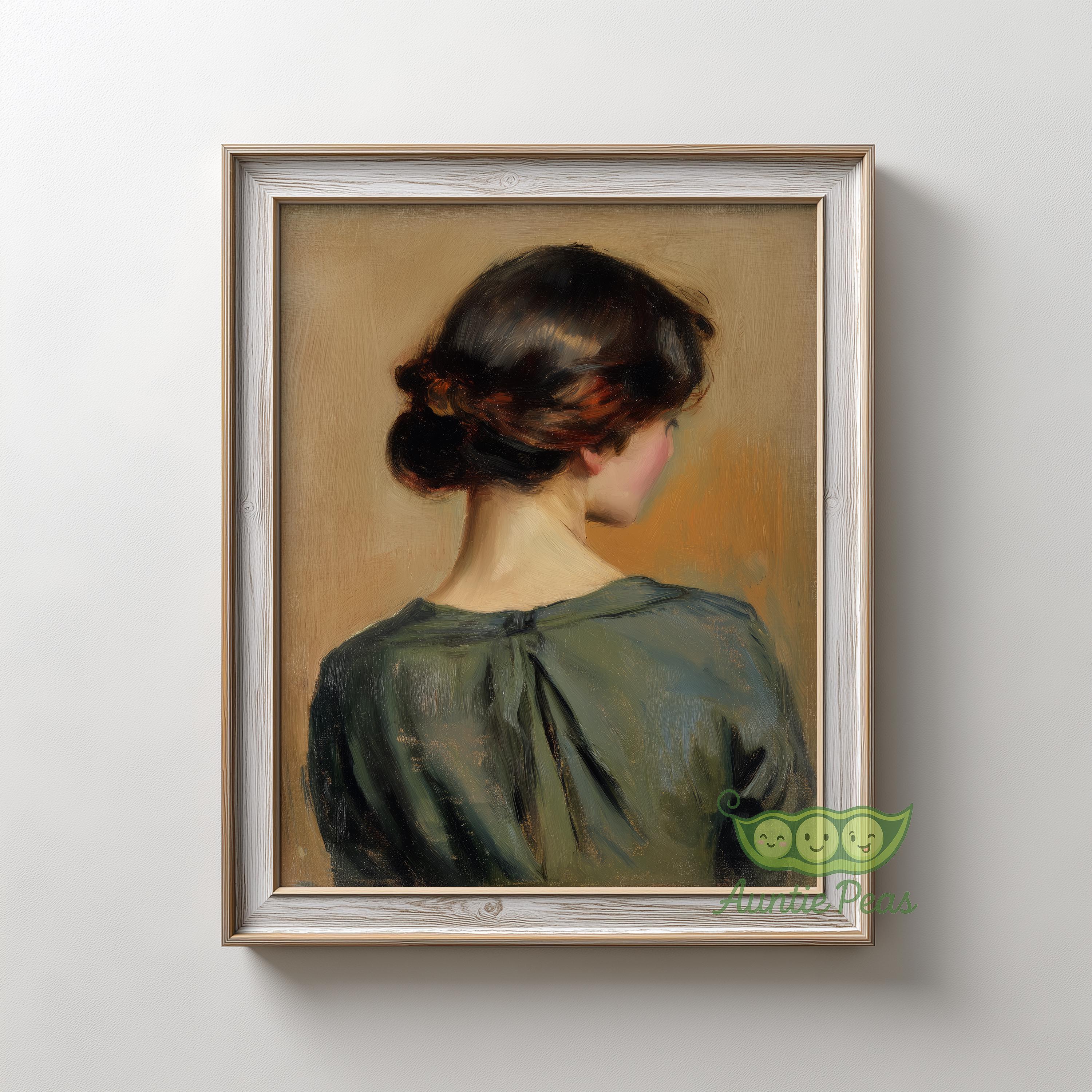 ヴィンテージフランス人女性の肖像画プリント、雰囲気のある 