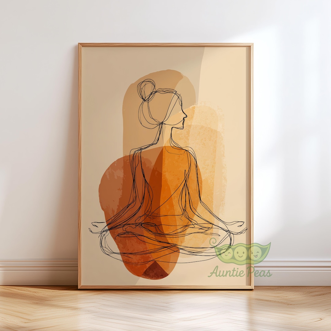Meditation Line Wall Art, Minimalist Yoga Print, Japandi Zen Decor ...