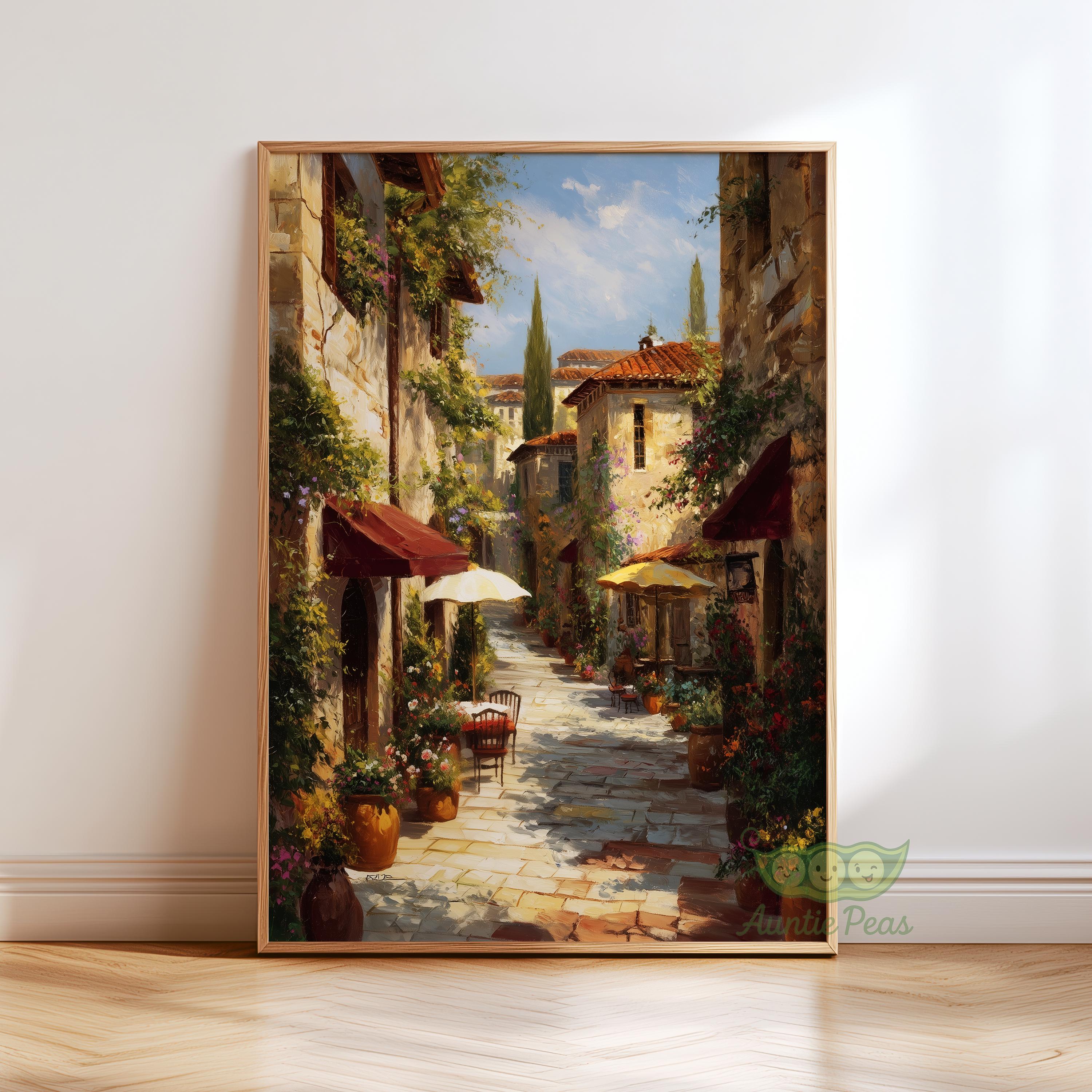 Tuscan Street Wall Art, Italian Village Alleyway Painting