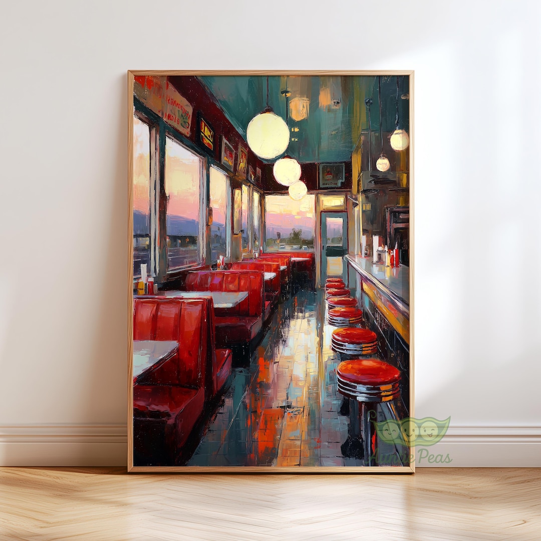 Retro American Diner Wall Art, Vintage Restaurant Poster, Classic 70s ...