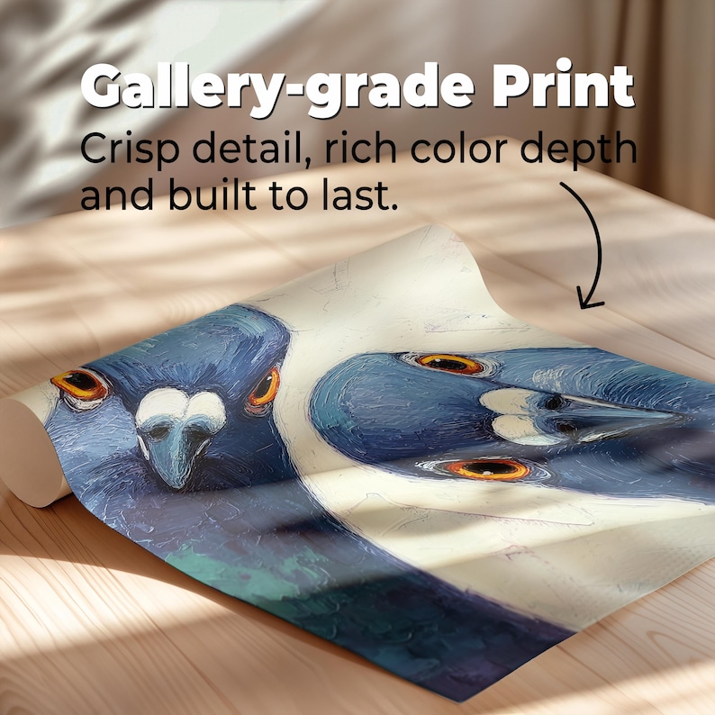 Whimsical Pigeons Art Print Mid Century Retro Bird Poster Funny whimsical-pigeons-art-print-mid-century-retro-bird-poster-funny