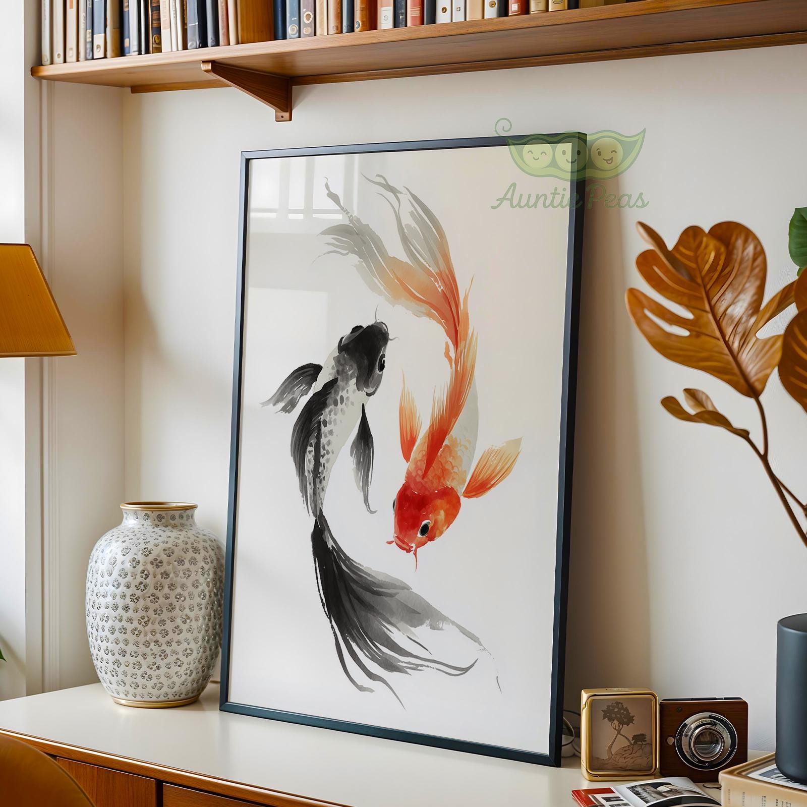 Japanese Koi Fish Wall Art, Minimalist Watercolor Koi Print, Zen Pond ...
