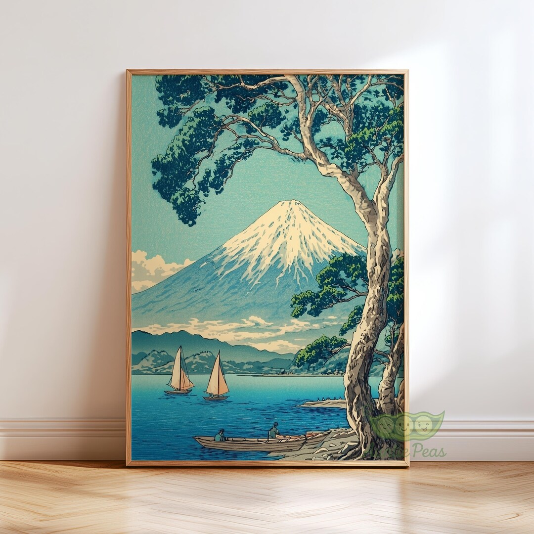 Japanese Mount Fuji Wall Art, Vintage Asian Landscape Print, Serene ...