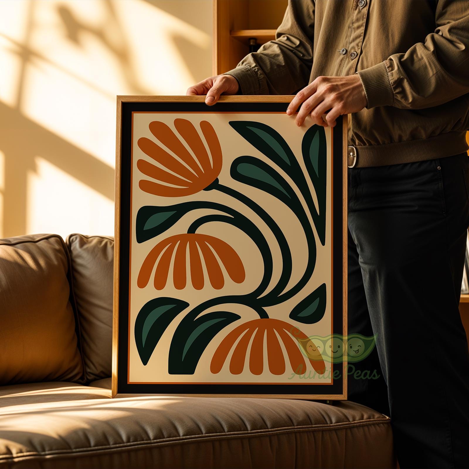 Retro Floral Wall Art, Abstract Mid Century Botanical Poster, Vintage ...