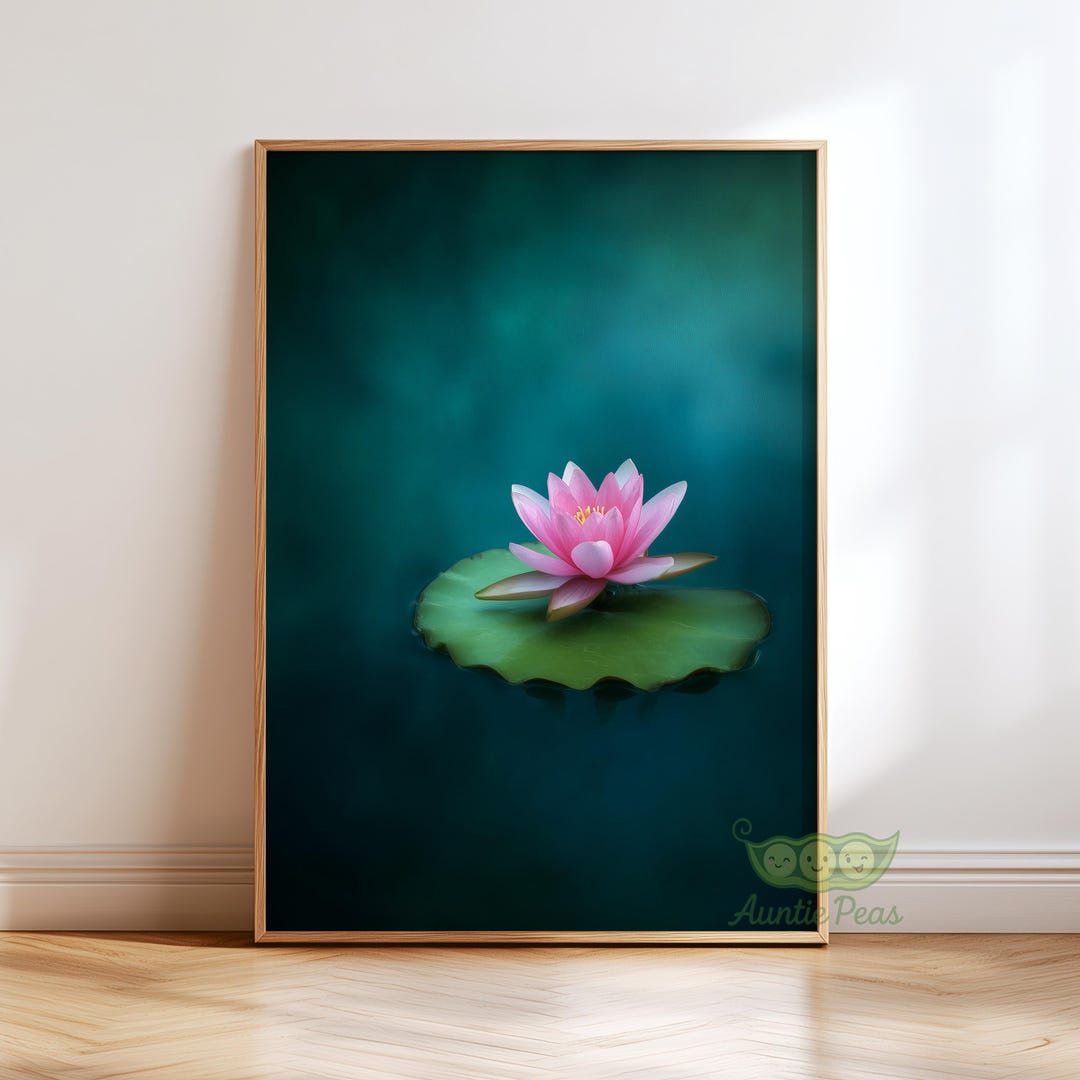 Lotus Flower Wall Art, Zen Water Lily Pad Poster, Minimalist Nature ...