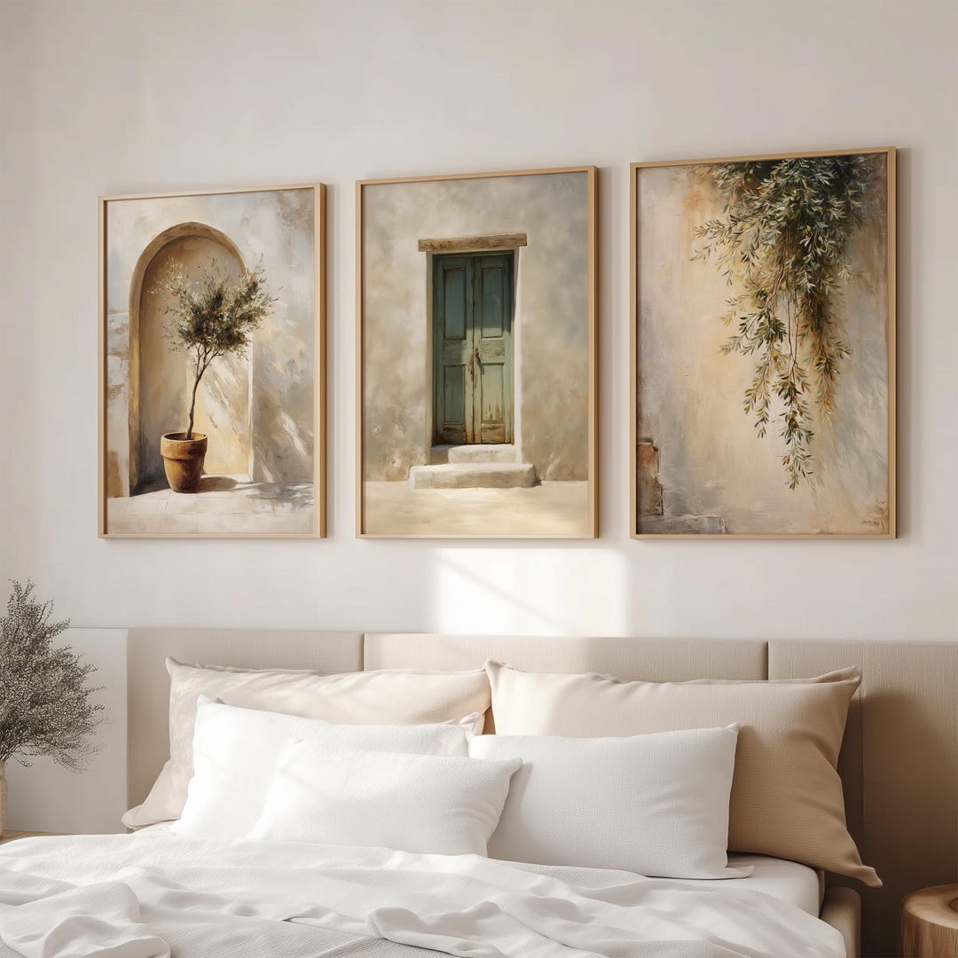 Set of 3 Mediterranean Wall Art Prints, Italian Villa Courtyard Decor ...