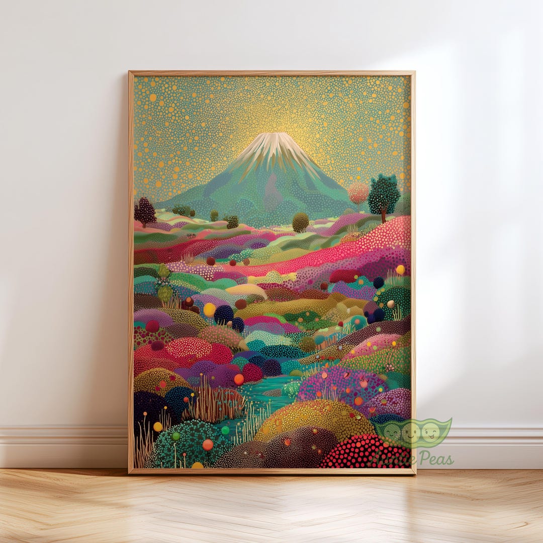 Abstract Mount Fuji Landscape Wall Art, Colorful Japanese Nature Poster ...