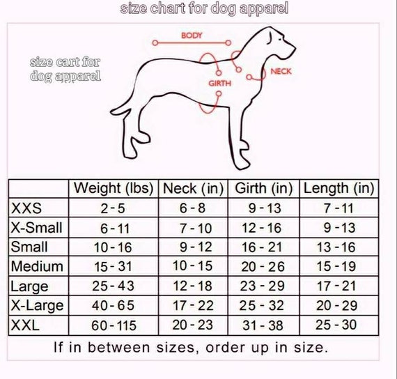 Dog Sweater Size Chart By Breed
