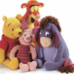 Winnie RETIREMENT SALE  Vintage Crochet Pattern Four Toys Winnie the Pooh, Tigger, Piglet and Eeyore Toys Dolls Vintage Soft Toy Pattern