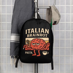 Funny Italian Brainrot Backpack: Retro Cartoon Pasta Meme Bag