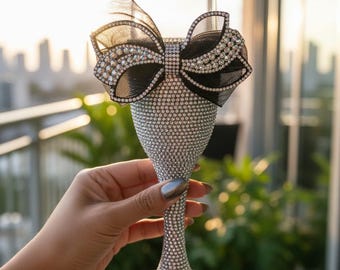 Copa de champán brillante con cristal iridiscente