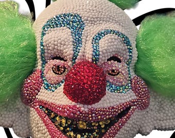 Crystal Encrusted Creepy Clown Bust