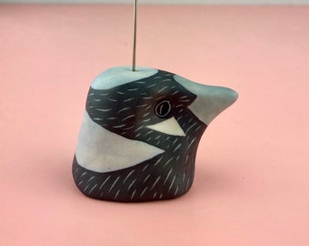 Handmade - Miniature Ceramic Sculpture - Figurine - Incense Burner - Colorful Bird - Place Holder - One of a Kind - Unique Gift