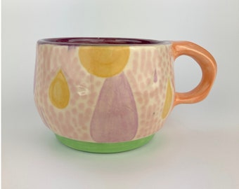 Handmade Mug - Ceramic Cup - Hand Painted Stoneware - Kitchen Decor - Gift Idea - Coffee Tea Cup - One of a Kind - Rain - Drops