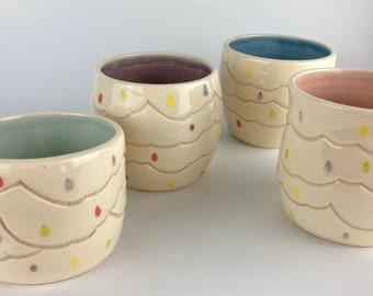 Set of Two Cups - Handmade Tumbler - Ceramic Cup - Hand Painted Earthenware - Kitchen Decor - Gift Idea - Sipping cup - one of a kind