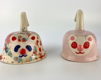 Cute Bear Dinner Bells, Cute Gift, One of a Kind Handmade Ceramic, Front Desk Customer Service Call