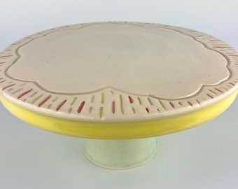 Whimsical Cake Stand - Pink or Blue - Home Decor - Kitchen Ware - Birthday Party Idea - Cute Ceramic - One of a kind - Cupcake Display