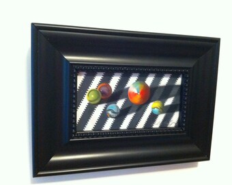 Framed Marbles Oil Painting – Realistic Still Life Art