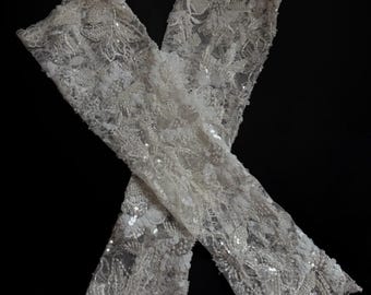 Handmade Beaded Lace Bridal Sleeves | Light Ivory Wedding Accessories | Custom Formal & Bridal Arm Covers