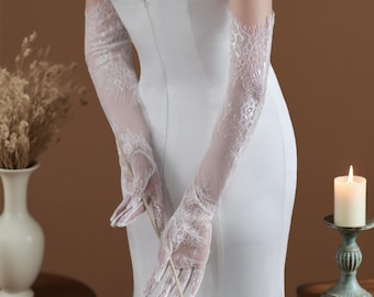 Elegant Long Tulle & Lace Bridal Gloves – for Weddings Evening and Formal Gloves