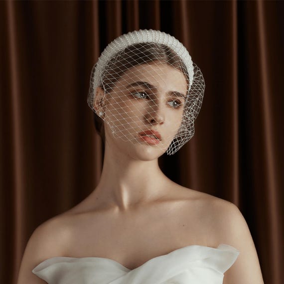 French-Inspired Birdcage Veil Headpiece | Elegant Bridal Accessory