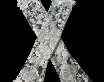 Handmade Lace Bridal Arm Sleeves | Custom Ivory Lace Gloves for Weddings, Formal Events, Elegant Bridal Accessories