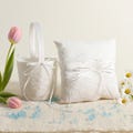 Elegant Wedding Ceremony Set | Lace Ring Bearer Pillowv& Flower Girl Basket
